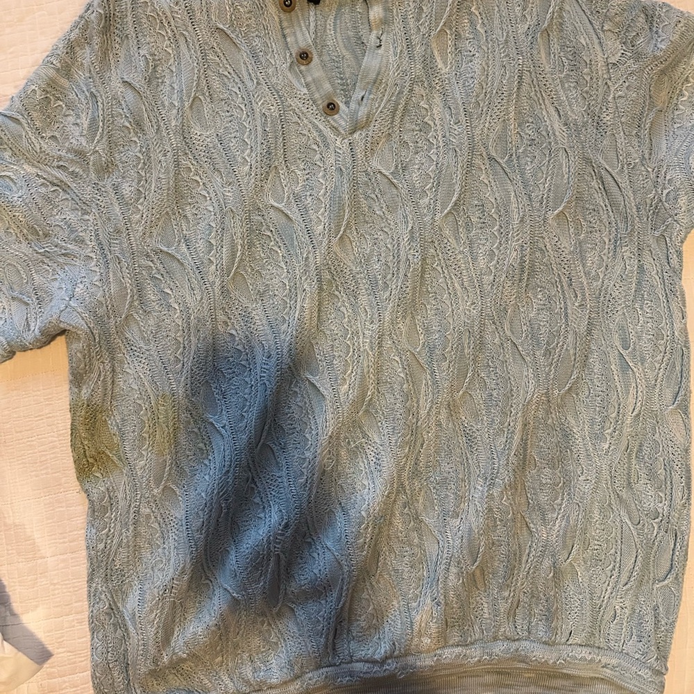 Coogi 
Light Blue Cable Knit Sweater